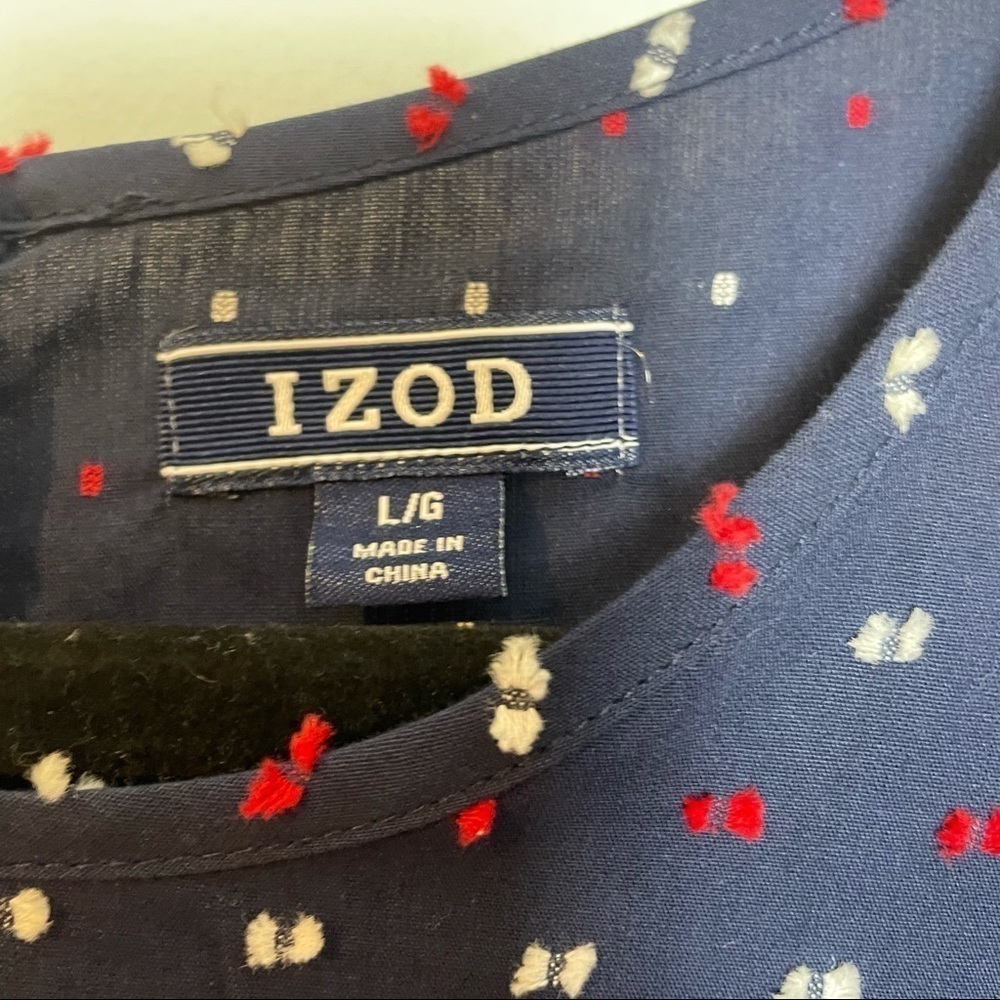IZOD Red White and Blue Top with Bell Sleeve Sz.L - Picture 4 of 7